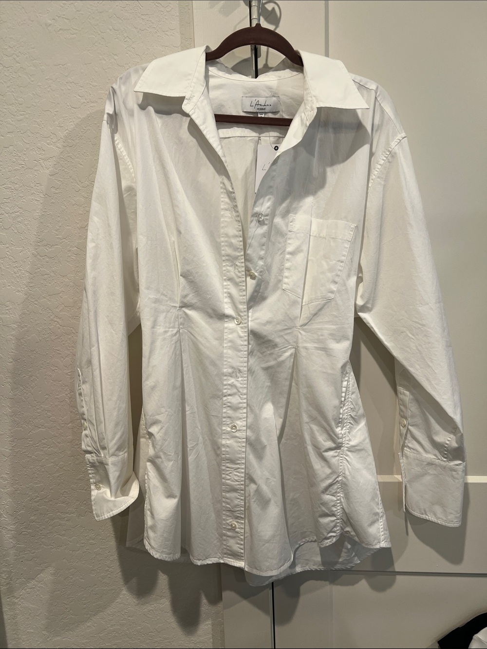 L'Academie White Maxi Dress Shirt open back